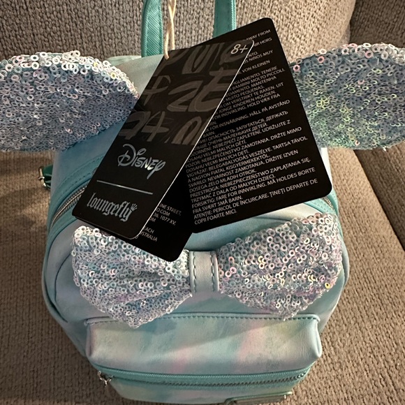Blue Watercolor Sequin Disney Loungefly Backpack - Picture 2 of 4